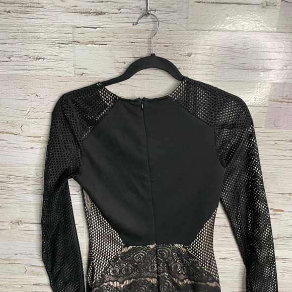 Topshop black cream lace long sleeve mesh size 6 - Picture 6 of 11